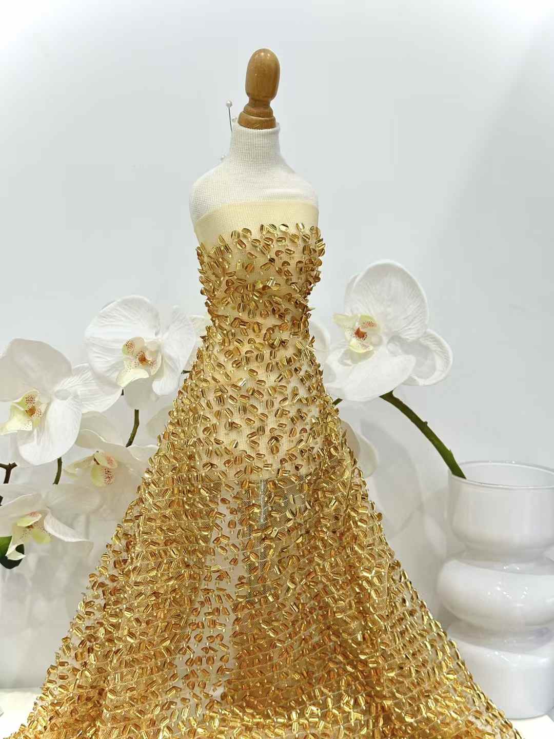 Crystal Mesh Fabric - 2025 Encaje bordado de lentejuelas de