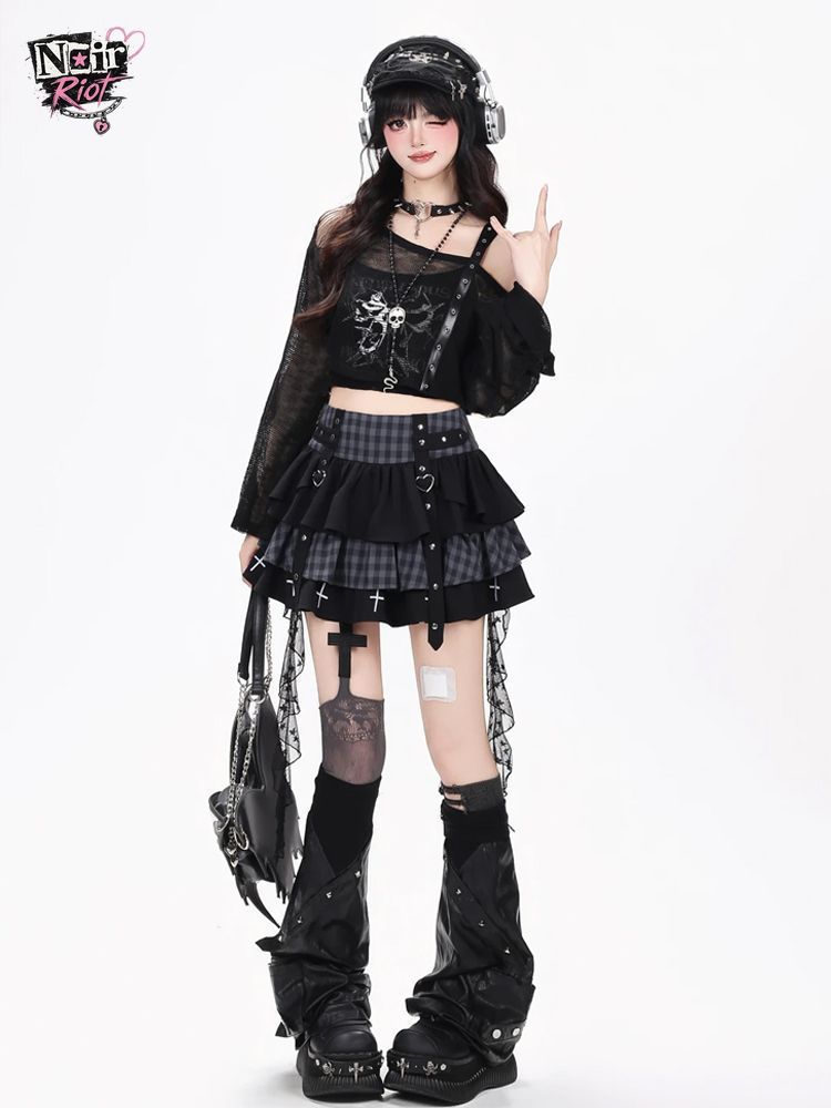Conjunto de 3 piezas Y2K Punk  - Elastic Lace Trim reseña y precio