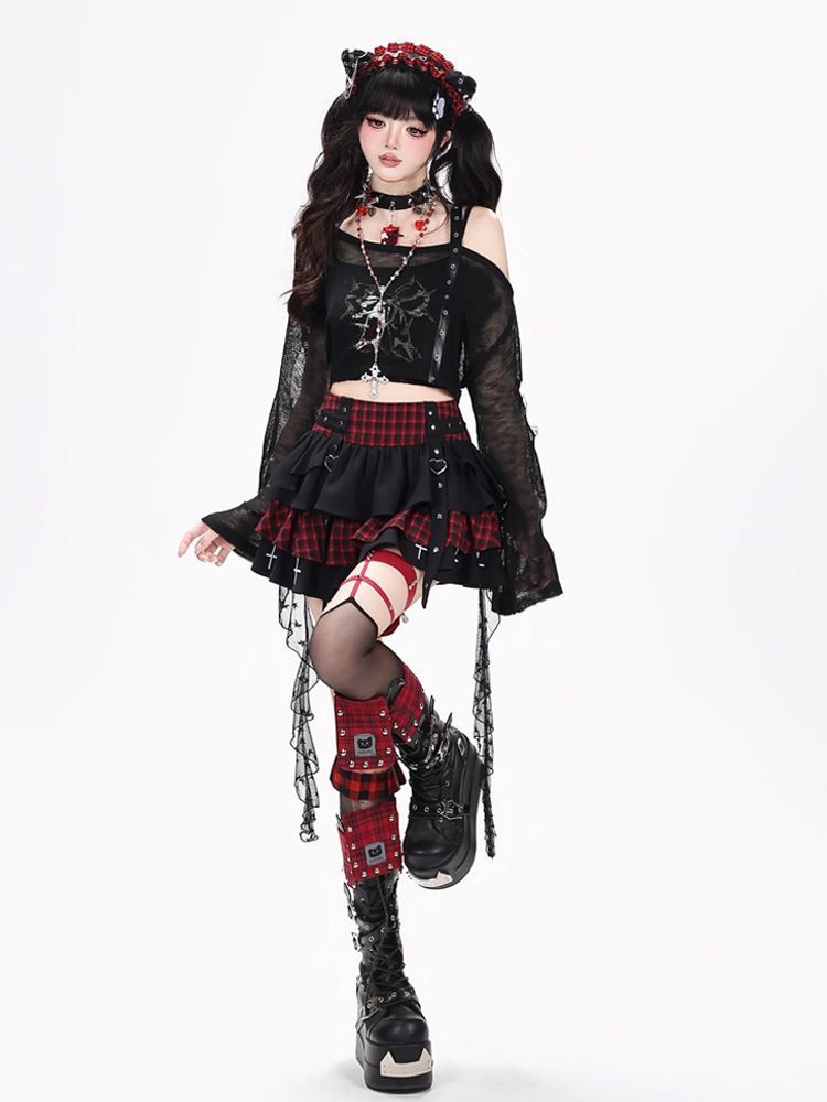 Conjunto de 3 piezas Y2K Punk  - Elastic Lace Trim reseña y precio