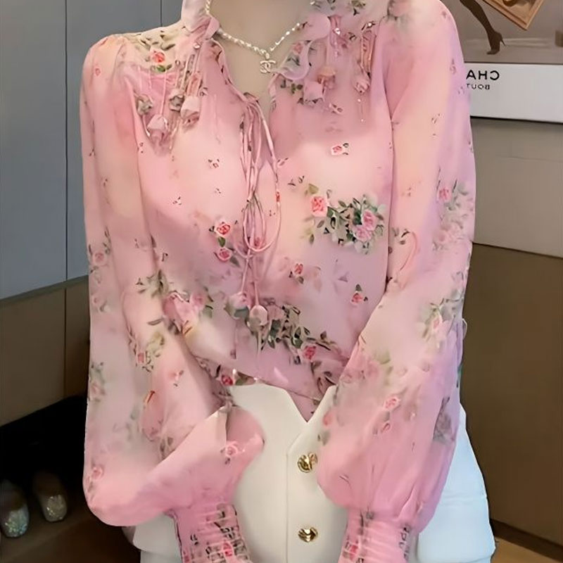 Blusa coreana con estampado de - Tassel Fringe Trim reseña y precio