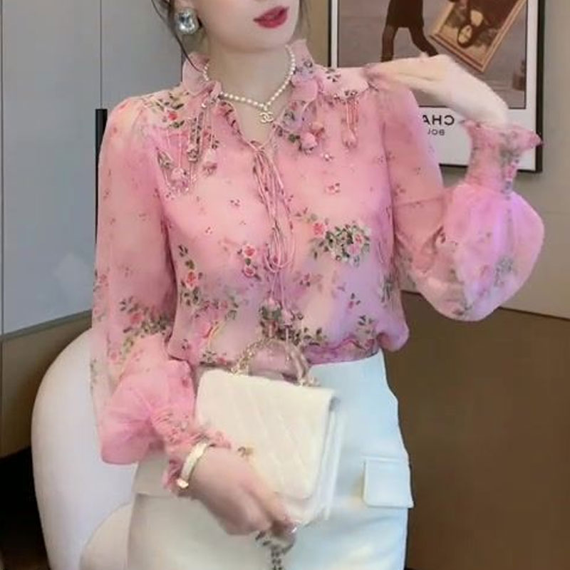 Blusa coreana con estampado de - Tassel Fringe Trim reseña y precio