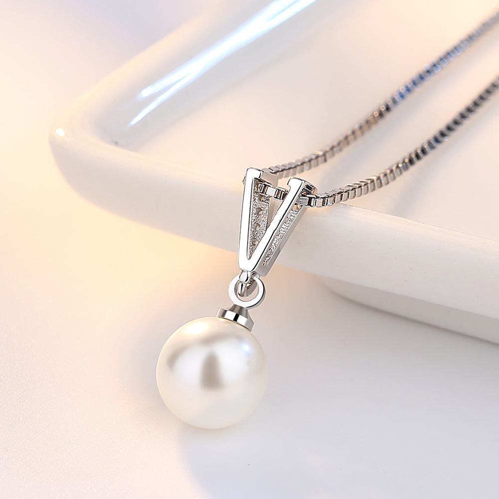 Collar de plata de ley 925 con - Pearl Trim Chain reseña y precio