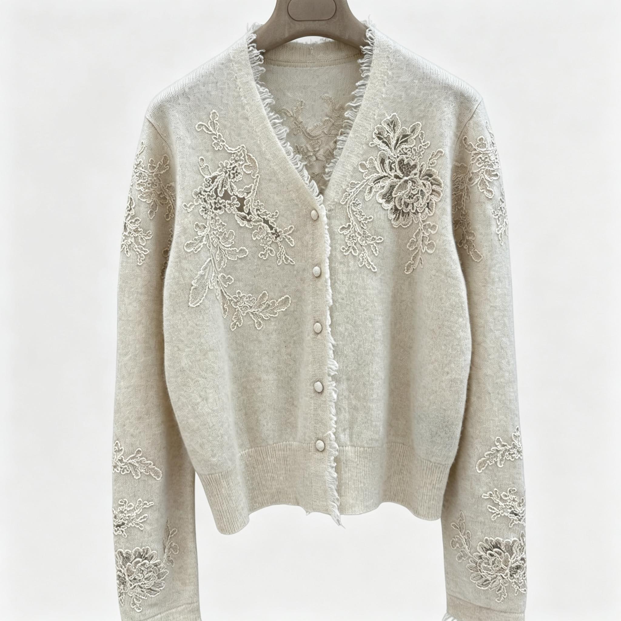 Cárdigan de punto con cuello e - Tassel Fringe Trim reseña y precio