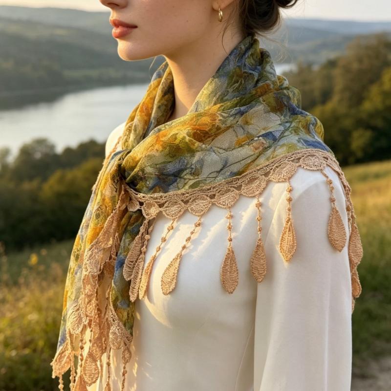 Pañuelo Triangular Bohemio con - Tassel Fringe Trim reseña y precio